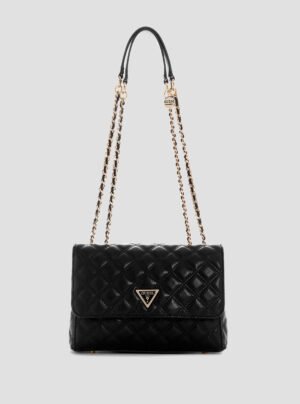 Black giully convertible crossbody flap bag