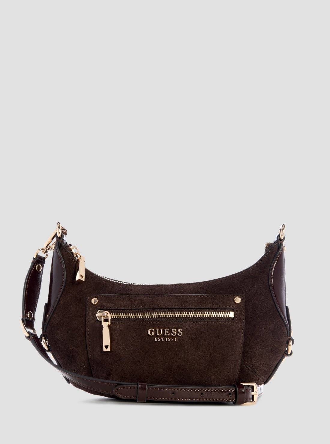 Dark brown marsha suede mini crossbody bag