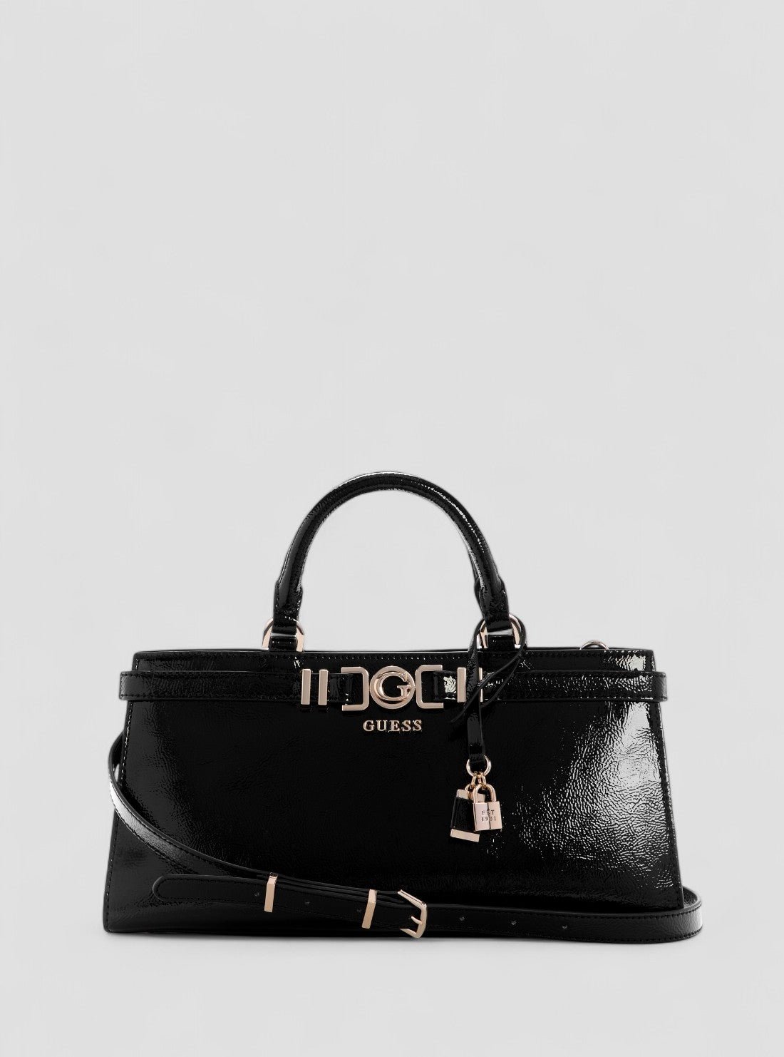 Black cirene triple compartment satchel bag