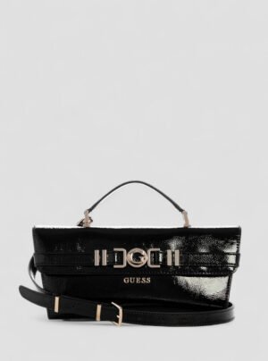 Black cirene top handle flap bag