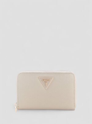 Beige laurel medium zip around wallet