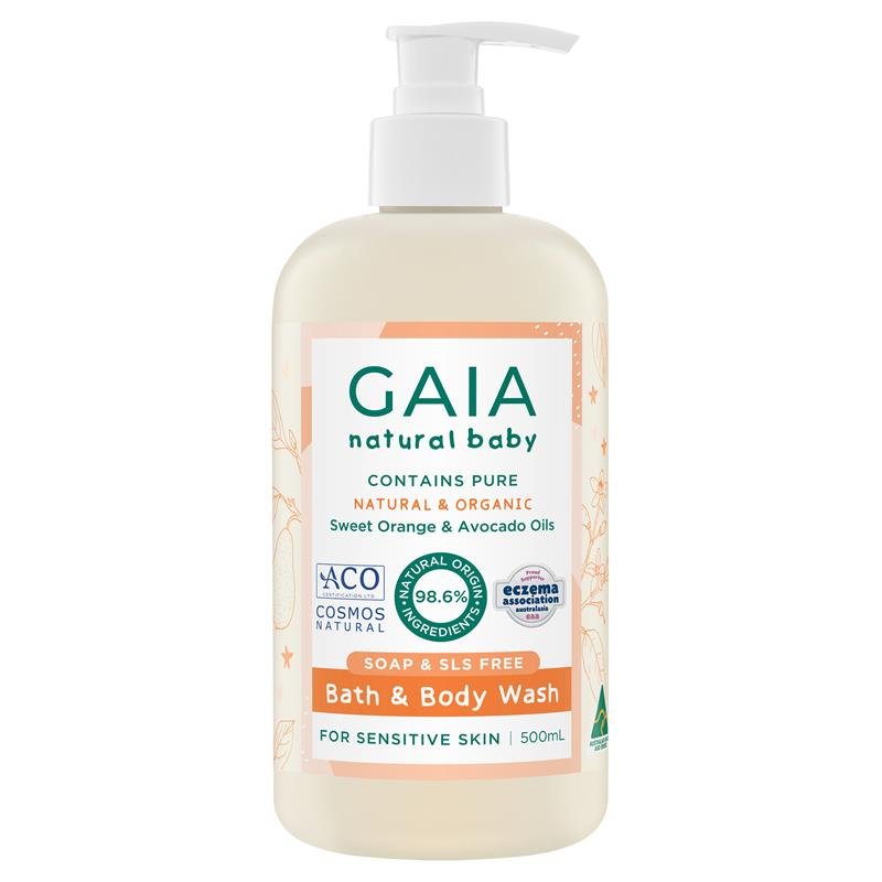 Gaia Natural Baby Bath & Body Wash 500ml Pump