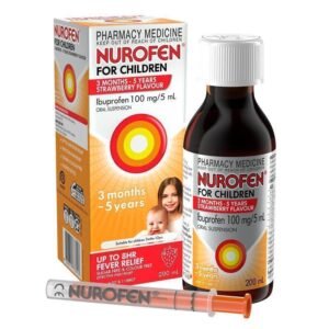 Nurofen For Children 3 months - 5 years Pain and Fever Relief 100mg/5mL Ibuprofen Strawberry 200mL