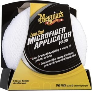 Meguiar's Even Coat Microfibre Applicator Pads - for a Swirl and Scratch Free Cleaning Result - Reusable and Machine Washable Microfibre Applicator Pads for Cars - Twin Pack - 125 mm