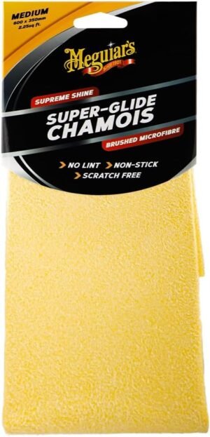 Meguiar's Microwipe Super-Glide Chamois - Microfibre Chamois Towel for Cars - Professional, Scratch-Free, Highly Absorbent and Fast Drying Chamois Car Drying Towel - Medium