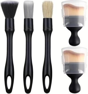 5 Pieces Car Detail Brushes Interior Cleaning Brushes, 3 Soft Premium Detail Brushes and 2 Interior Cleaning Lint Brushes for cleaning the interior and exterior of your car