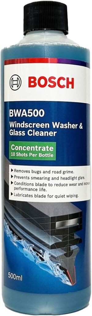 BOSCH BWA500 Windshield Washer Fluid 500ml - Efficient & Reliable Solution for Your Car's Clean Windshield - Glass Cleaner Concentrate Contains 10 Shots Per Bottle