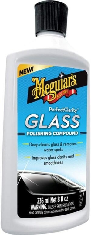Meguiar's Perfect Clarity Glass Polishing Compound, 236 ml | Removes Water Spots, Stains and Haze | Leaves Automotive Glass Clear and Streak-Free