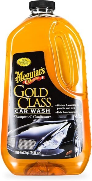 Meguiar's Gold Class Car Wash Shampoo and Conditioner, 64 oz | Gently Cleans and Conditions Paint in One Step | Rich Suds Safely Remove Dirt While Preserving Wax Protection on All Paint Types