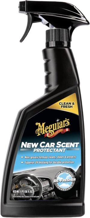 Meguiar's New Car Scent Protectant, 16 oz | Cleans, Shines and Protects Interior Surfaces | Leaves Fresh New Car Fragrance | Safe on Vinyl, Leather and Plastic