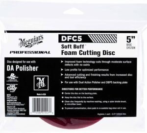 Meguiar's Soft Buff DA Foam Cutting Disc - Eliminates Swirls, Scratches, Buff Trails and Oxidation - Foam Buffing Pads - Superior Finish for Automotive Painted Surfaces - 5.5in / 140mm