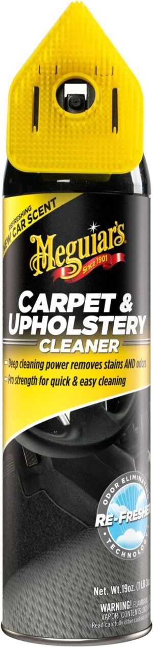 Meguiar's Carpet and Upholstery Cleaner, 19 Oz - Professional Strength Foam for Deep Stain and Odour Removal | Fast Acting Residue-Free Formula with Fresh New Car Scent