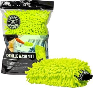 Chemical Guys Chenille Microfiber Wash Mitt, Green – Scratch-Free Car Wash and Holds Tons of Soap – Extra Plush 8" x 10" Surface for Cars, Trucks & SUVs