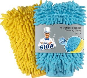 MR.SIGA Microfiber Car Wash Mitt, Pack of 2, Blue & Yellow