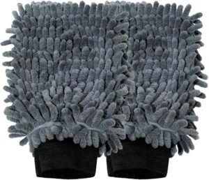 2 Pcs Microfiber Car Wash Mitt, Soft Chenille Weave Microfibre Cloth for Scratch-Free Cleaning, Suitable for Wash Car Detailing Cleaning Home Use, Ideal for Gentle Paint Care and Daily Vehicle