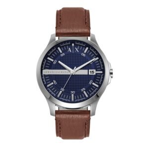 Armani Exchange Armani Elegant Blue Dial Brown Leather Strap Watch AX2133