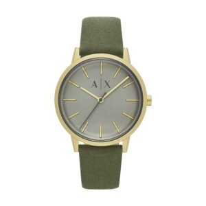 Armani Exchange Analogue Green Leather Strap Watch AX2765