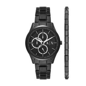 Armani Exchange Multifunction Black Stainless Steel Watch and Bracelet Set AX7154SET