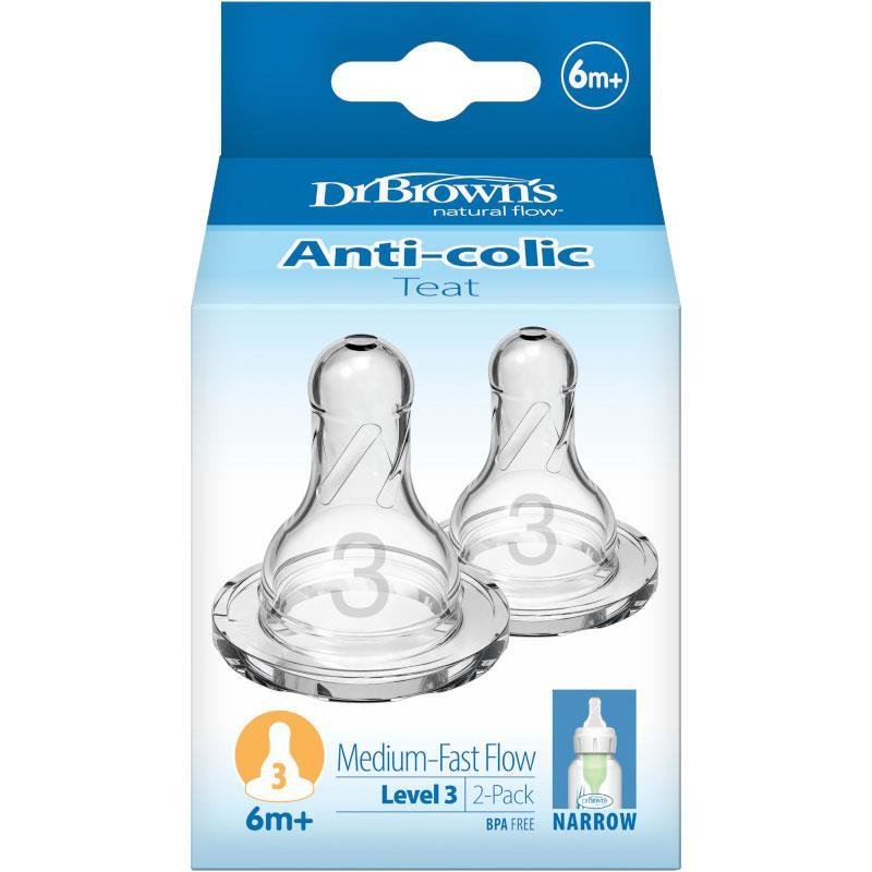 Dr Browns Narrow Neck Teats Level 3 2 Pack