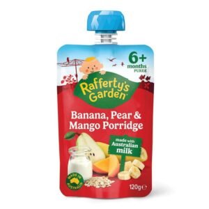 Raffertys Garden Banana Pear & Mango Porridge Baby Food Pouch 6+ Months 120g