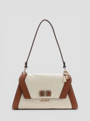 Beige brown karnilla flap shoulder bag