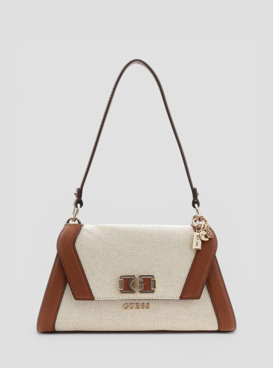 Beige brown karnilla flap shoulder bag