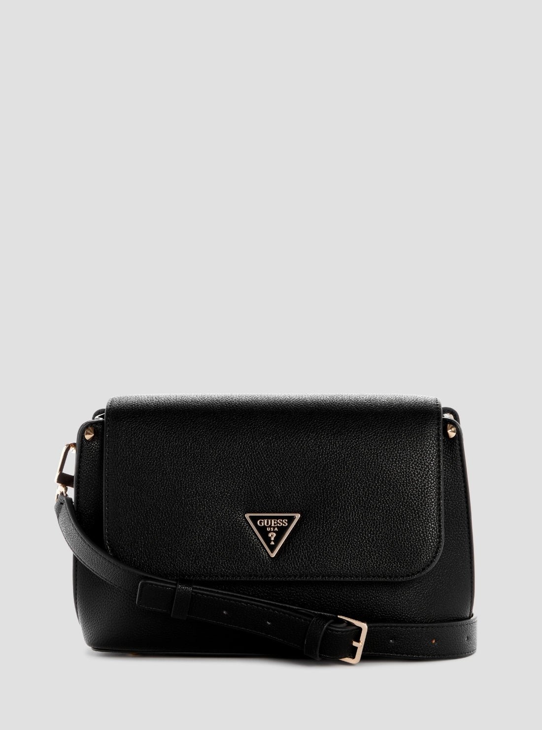 Black meridian ii flap crossbody bag