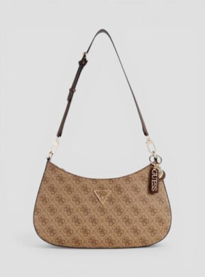 Brown noelle top zip shoulder bag