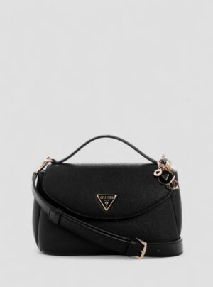 Black evie top handle flap bag