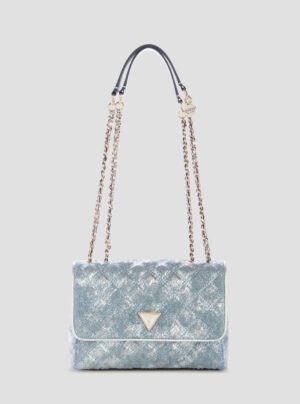 Blue giully ii convertible denim flap bag