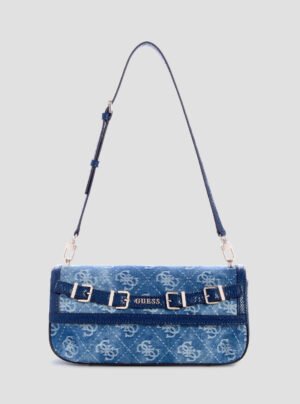 Blue logo dovie flap shoulder bag