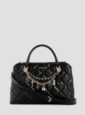 Black libby double compartment satchel bag