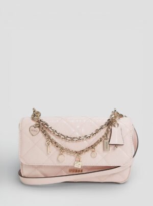 Pink libby flap crossbody bag
