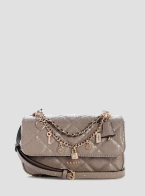 Dark taupe libby flap crossbody bag