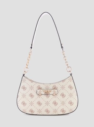 White logo carrie top zip shoulder bag