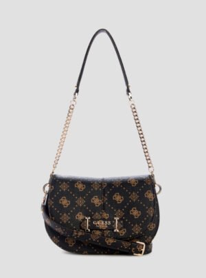 Brown logo carrie flap shoulder bag