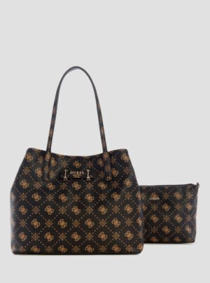 Brown logo carrie 2-in-1 tote bag