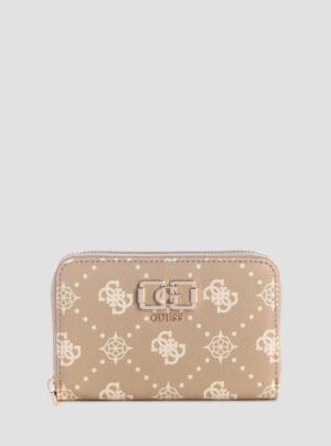 Beige logo emelie medium zip around wallet
