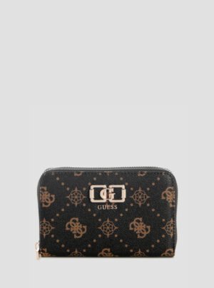 Brown logo emelie medium zip around wallet