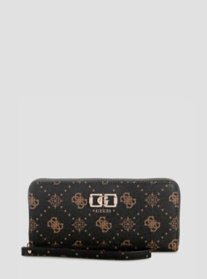 Brown logo emelie large zip around wallet