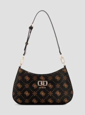 Brown logo emelie top zip shoulder bag