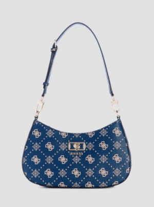 Blue logo emelie top zip shoulder bag