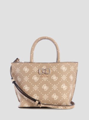 Beige logo emelie mini tote bag