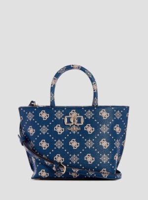 Blue logo emelie mini tote bag
