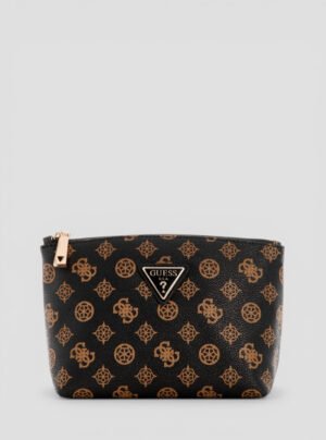 Brown logo wilder large top zip pouch