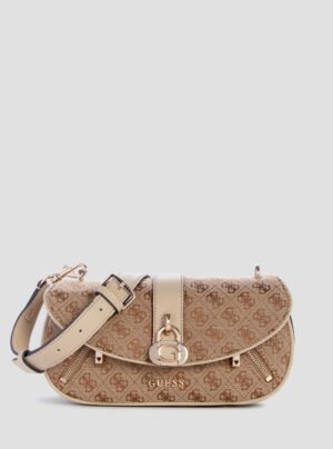 Brown logo jessa flap crossbody bag