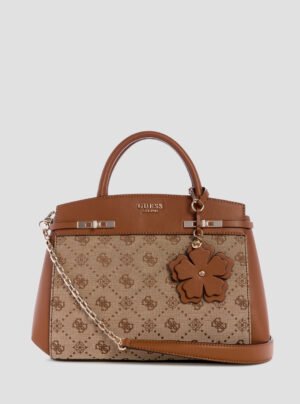 Brown logo melinda triple compartment satchel bag