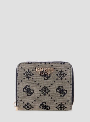 Black logo melinda small zip around wallet