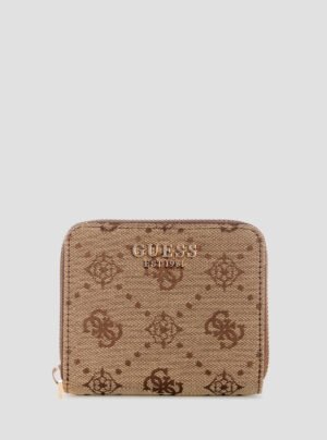 Brown logo melinda small zip around wallet