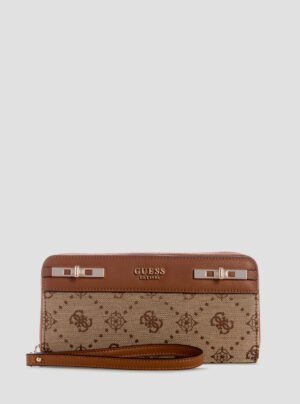 Brown logo melinda large zip around wallet
